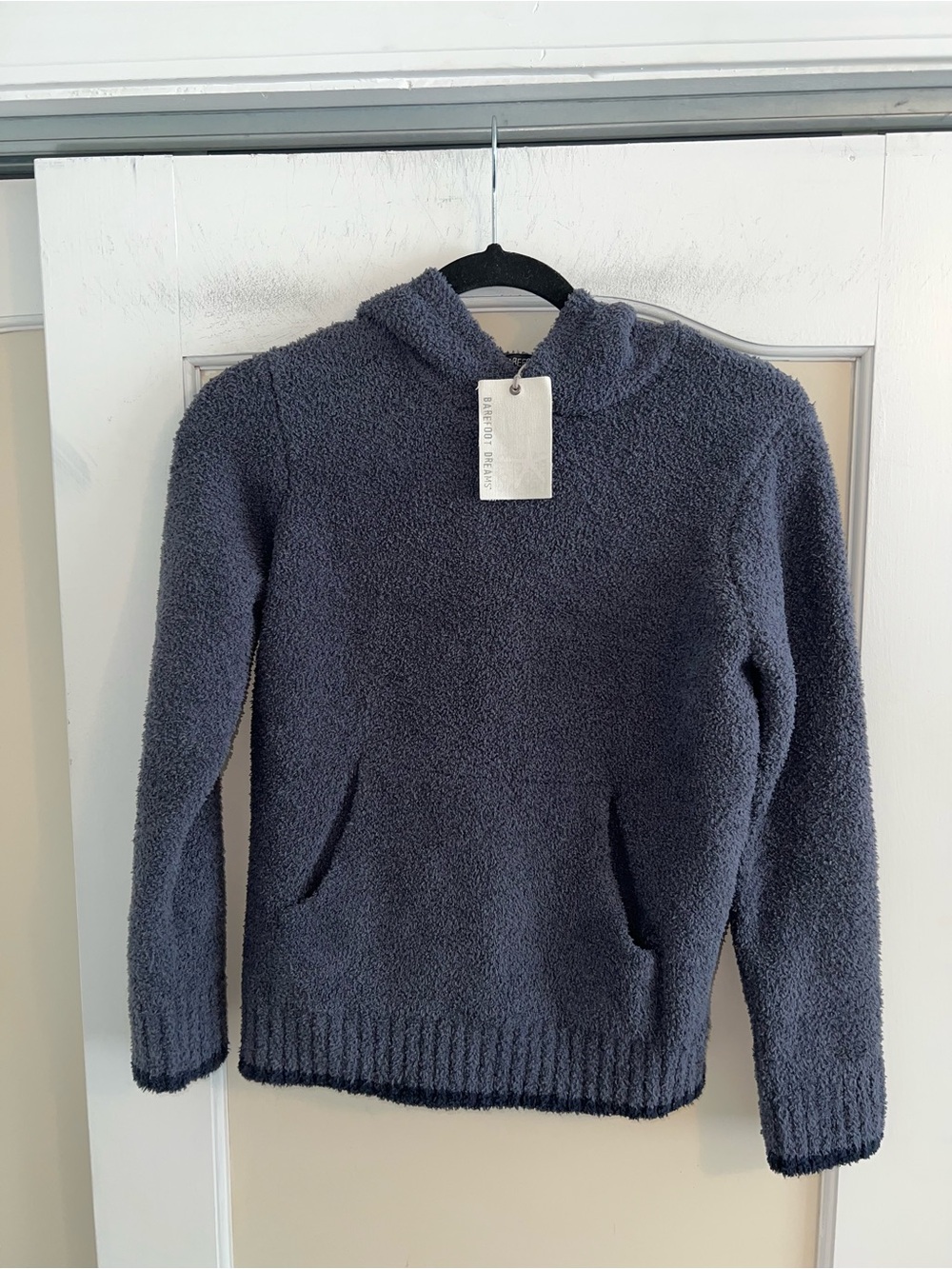 NWT Barefoot Dreams Cozychic Youth Pullover Hoodie in Pacific Blue